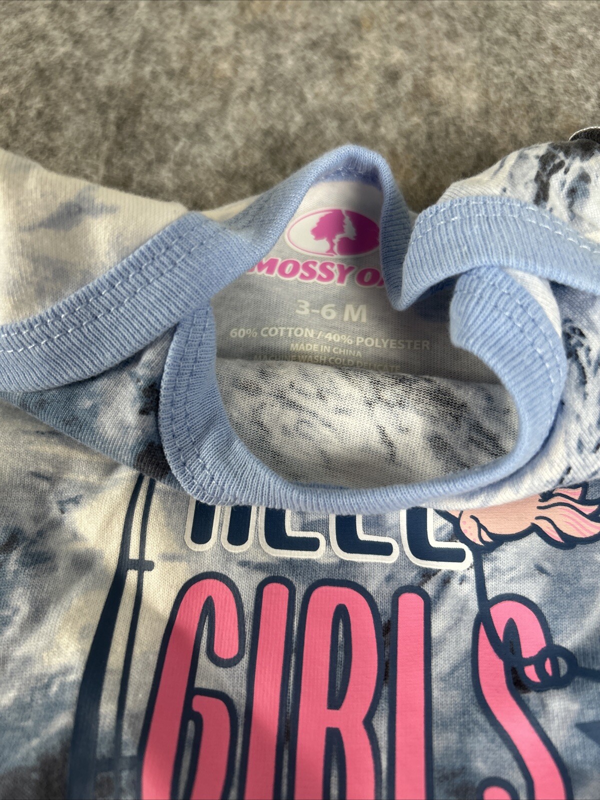 Baby Girls Mossy Oak 2pc Set Sz 3-6 Months Bodysuit Blue Camo Outfit
