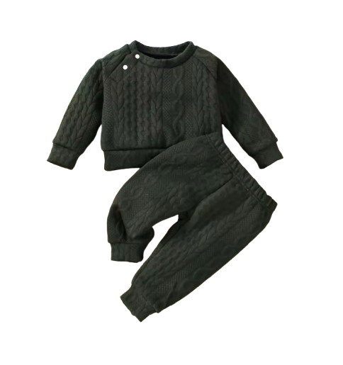 Newborn Baby Girl Boy Pink Clothes Set Solid Color Long Sleeves Top+Pants 2PCS