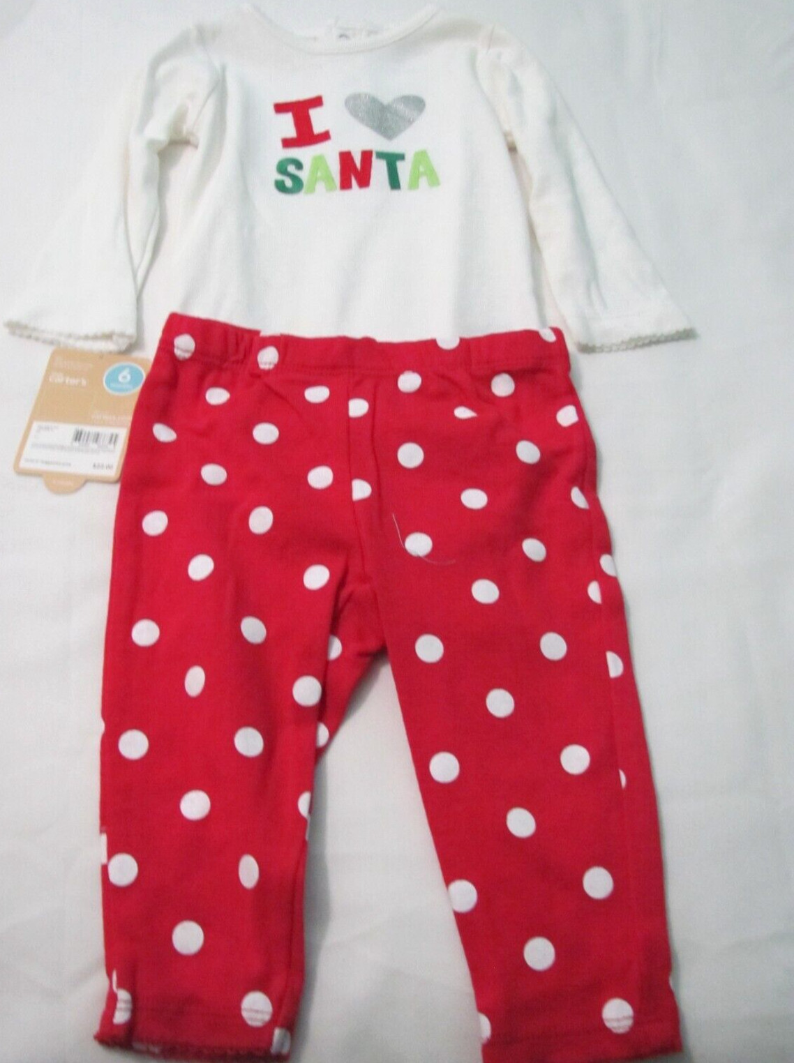 NWT 6 MO. CARTER’S LITTLE COLLECTIONS GIRL’S 2 PIECE SET ~~ “I LOVE SANTA”
