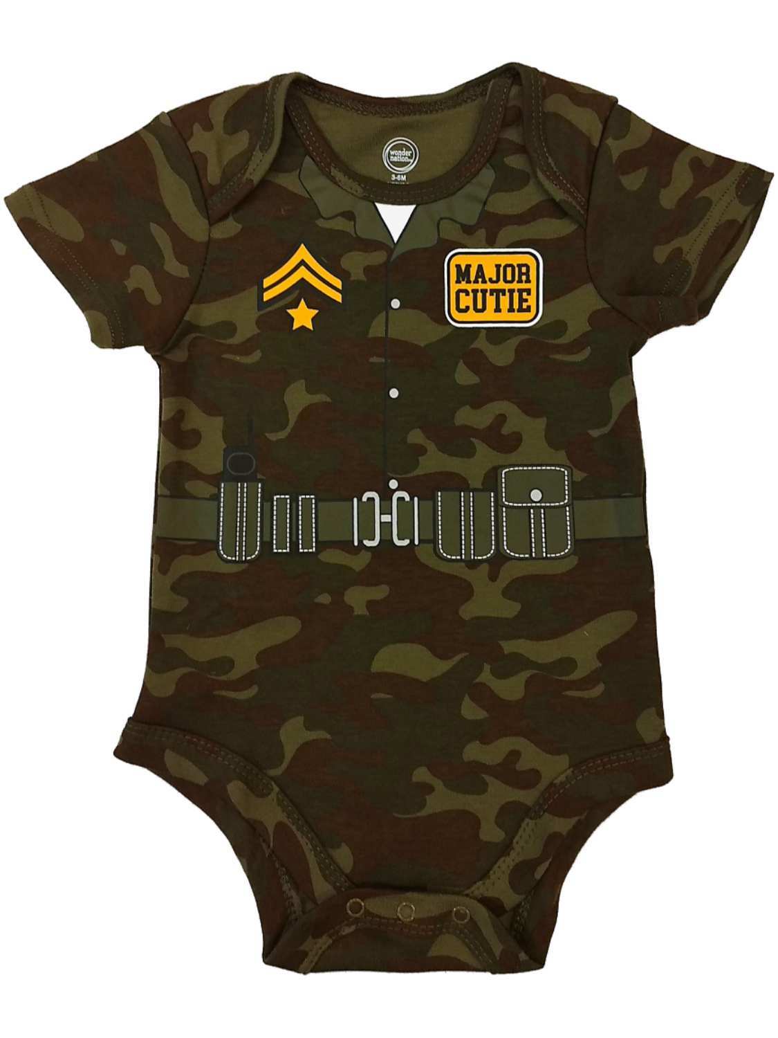 Infant Boys Green Camouflage Major Cutie Bodysuit Camo Soldier Baby Outfit