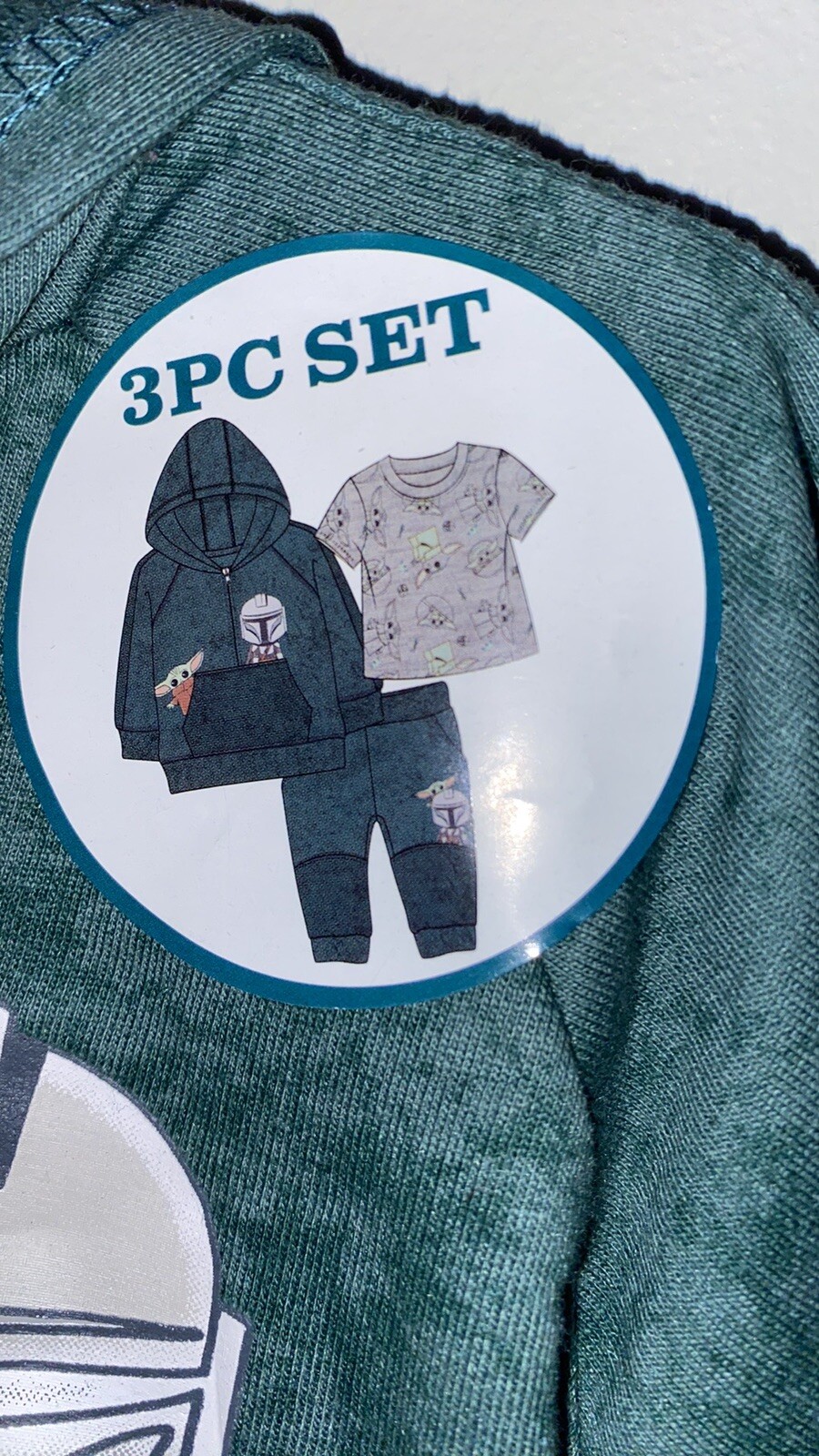 Star Wars The Mandalorian Baby Yoda 3 Piece Hoodie, Tee Shirt & Jogger Set NWT
