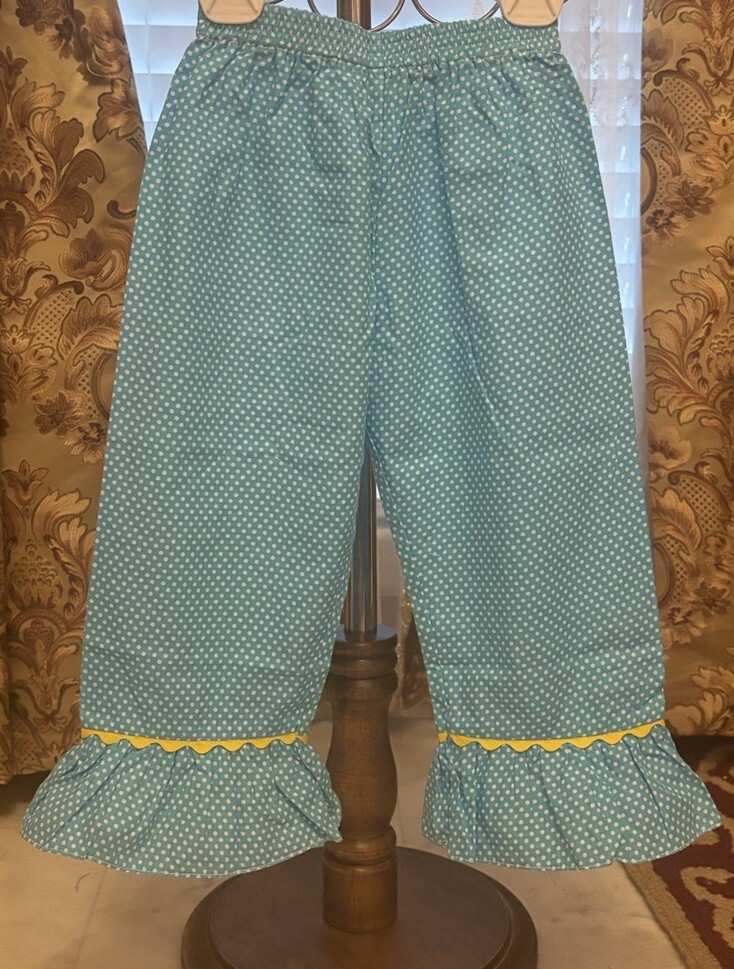 Girls NWT Remember Nguyen Smocked Pants Set & Top Polka Dots Free Bow 24 Months