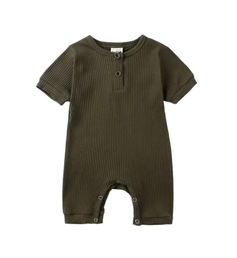 Summer Newborn Baby Romper Solid ArmyGreen Color Clothes Girl Cotton Short Sleev