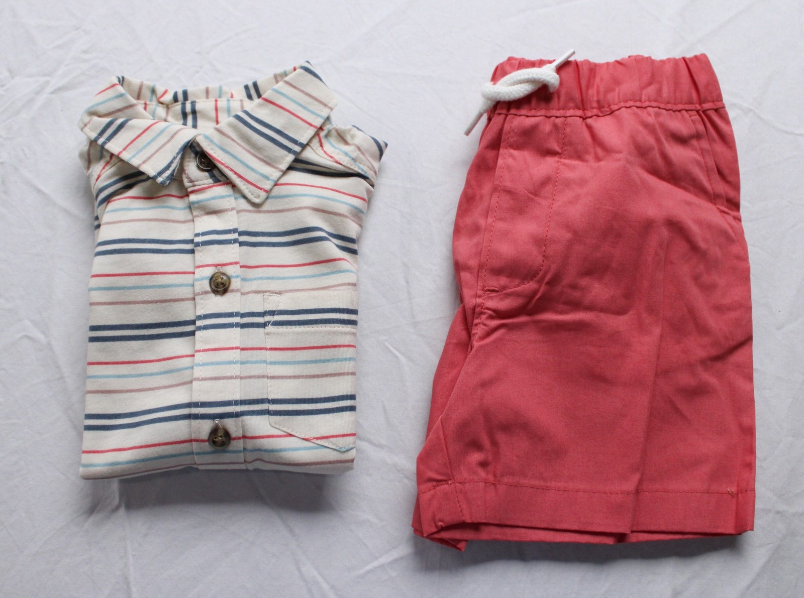 Carter’s Baby’s Striped Button Down Shirt & Shorts BL1 Multicolor Size 18M NWT