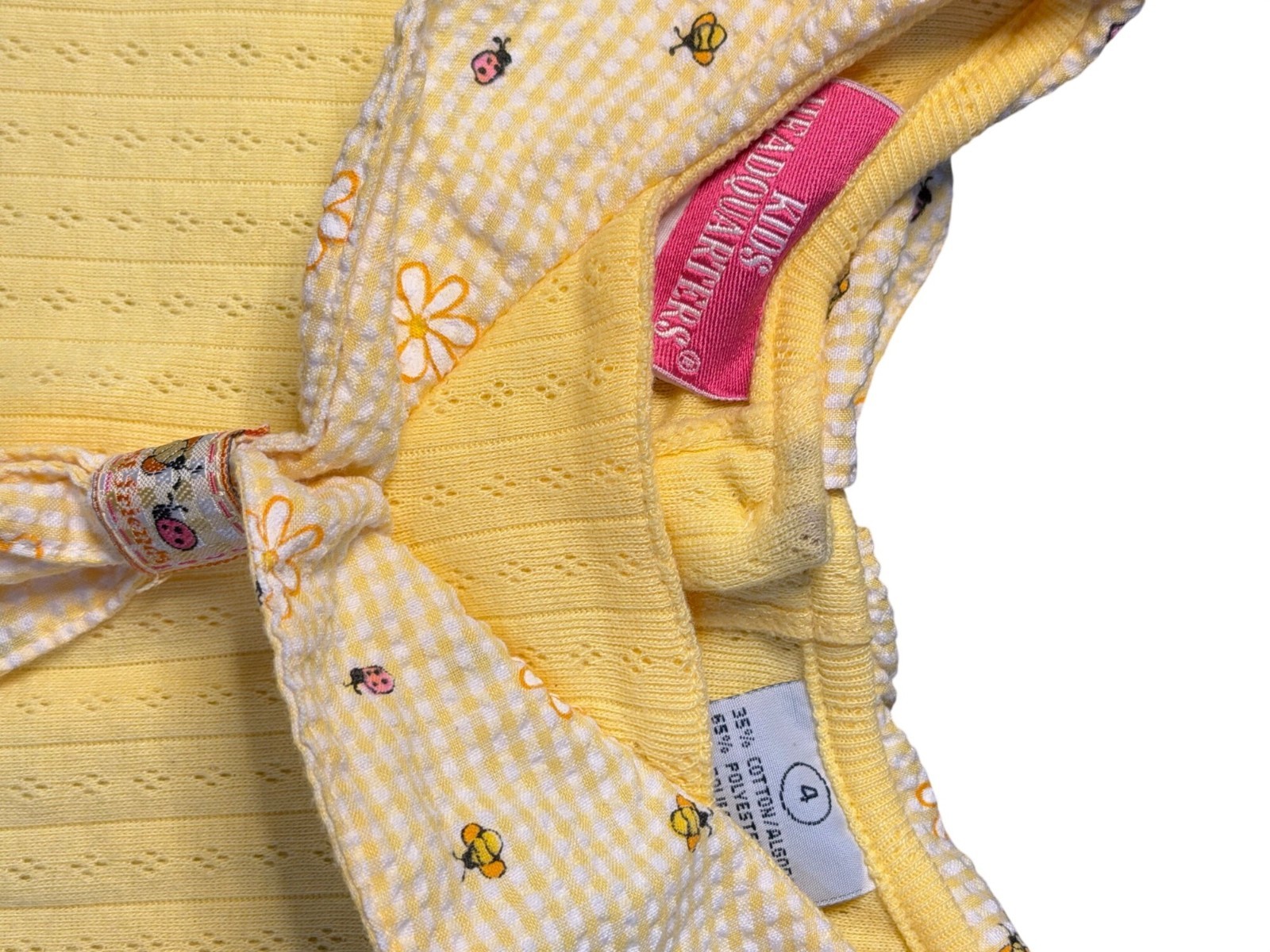 VTG Kids Headquarters Girl SZ 4 Yellow Floral Matching Outfit Retro Summer 90’s