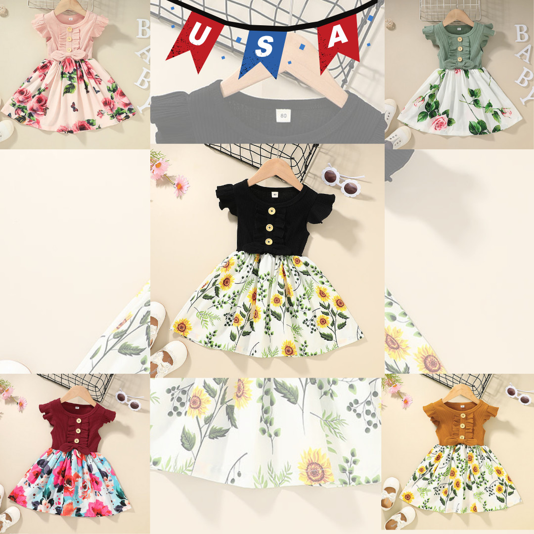 Dress Girls Clothes Summer Kids Toddler Party Baby Print Dresses Princess Casual
