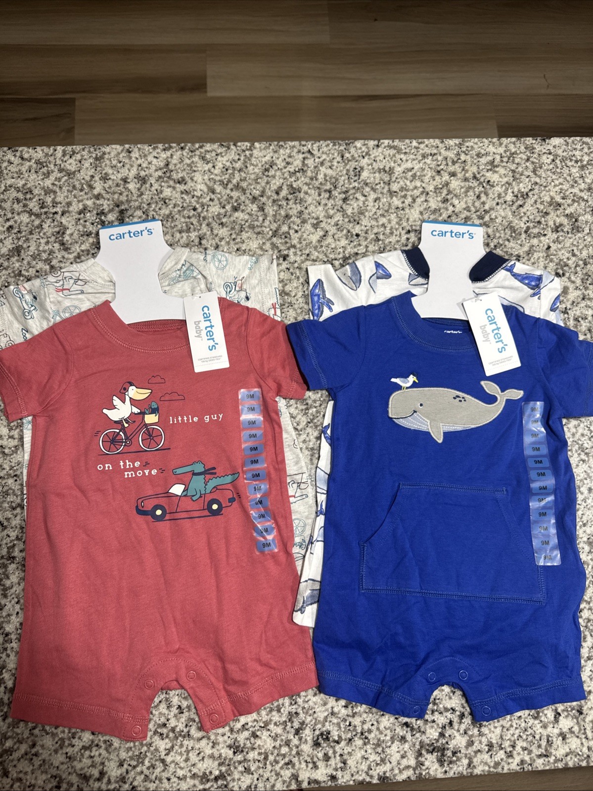 New Carter’s Baby’s Boys Romper Sun suits 100% Cotton Play Wear Set 4 Pcs Summe
