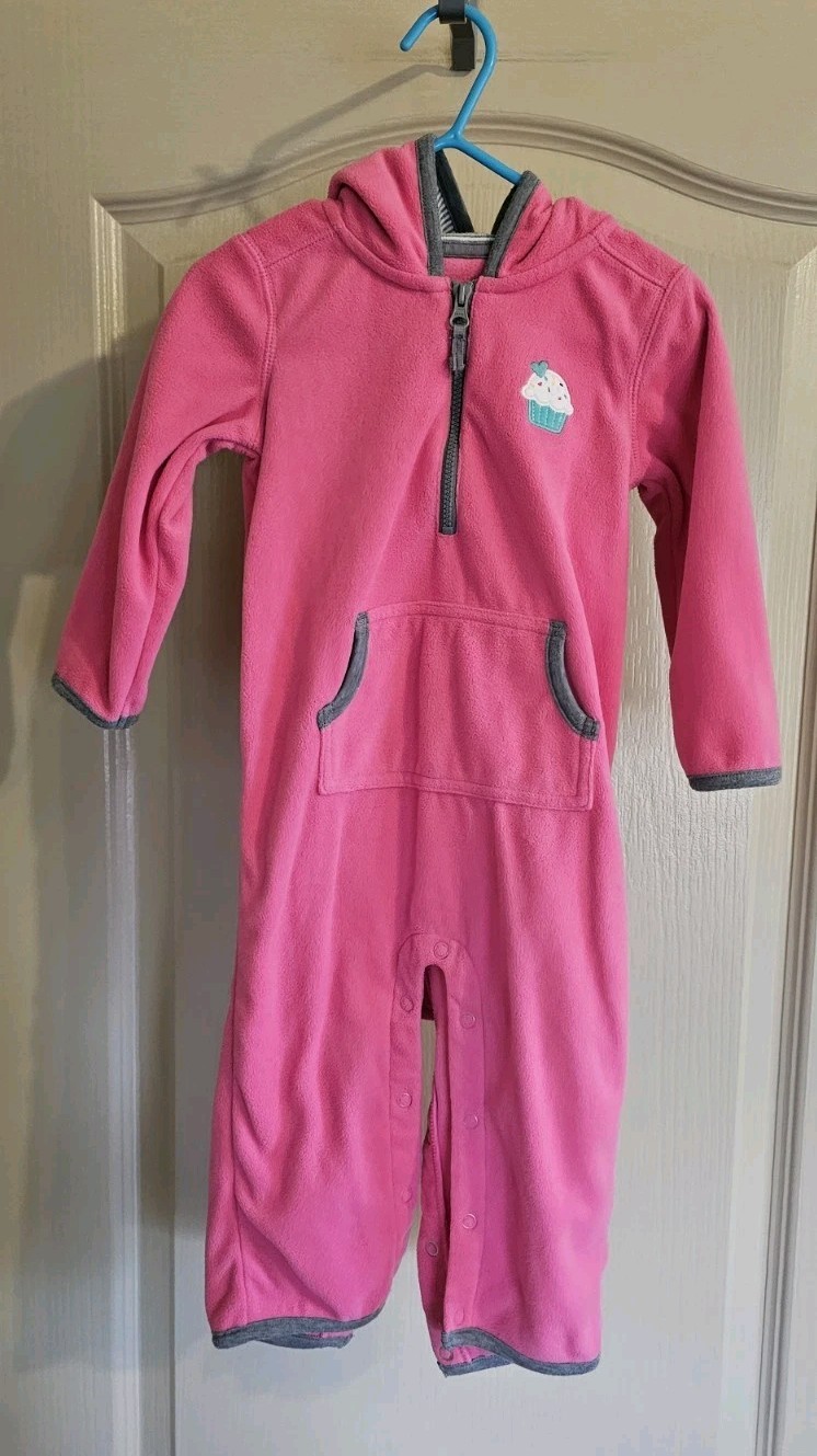Carters 18 Mo Pink Cupcake Themed Long Sleeve Pants One Piece With Buttons…