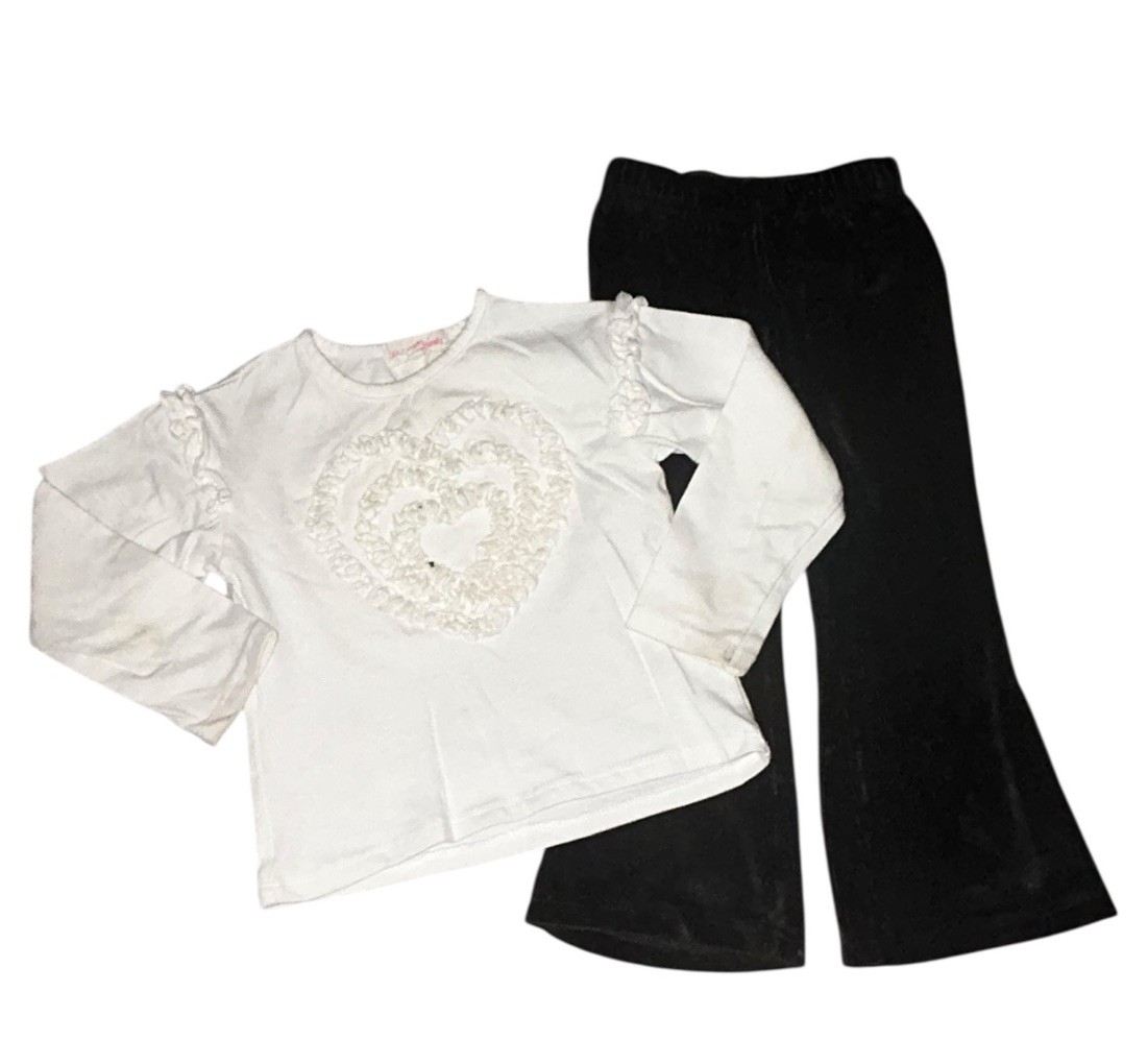 Lot Of 2 Toddler 3T Outfits Minnie Mouse, Velour Flare Leg