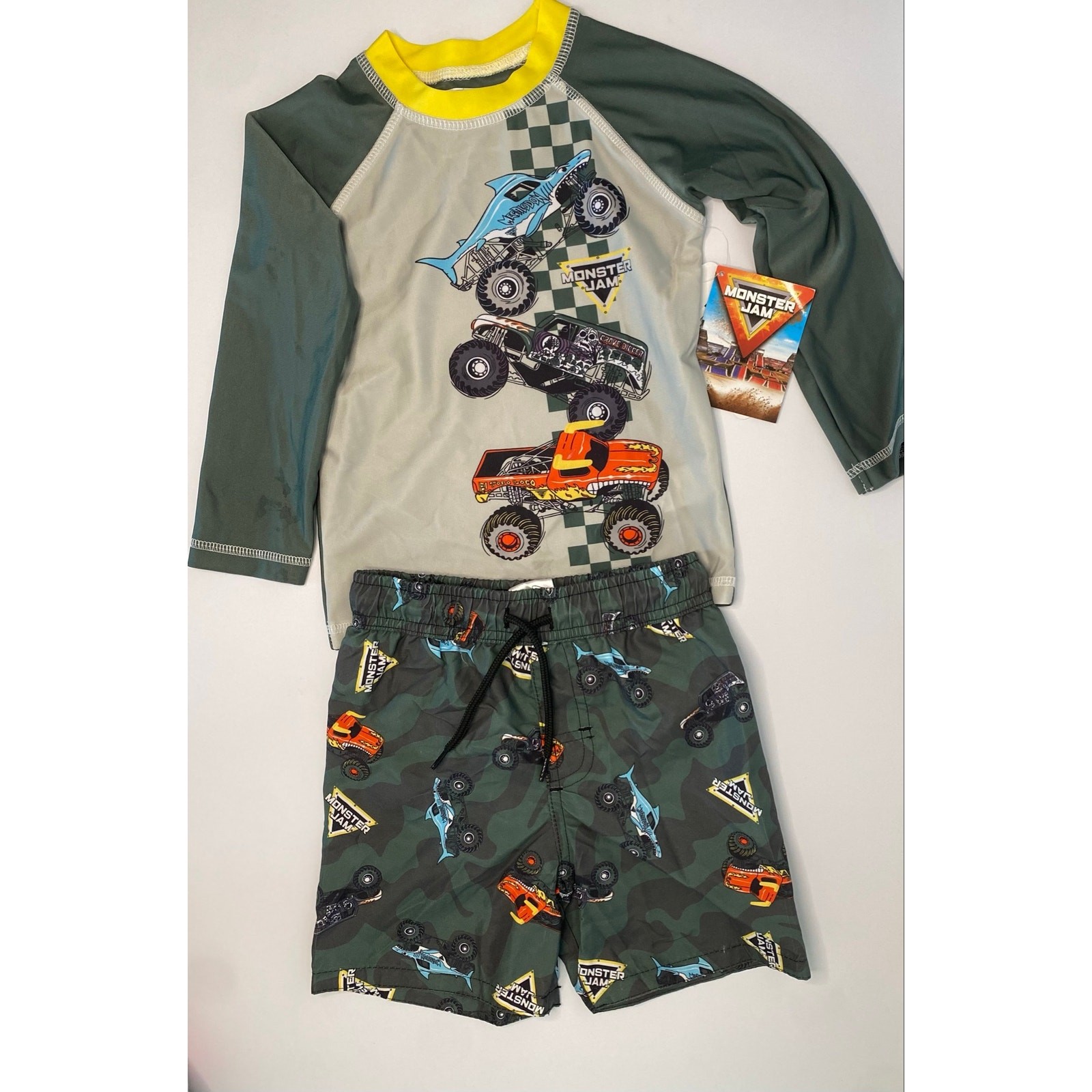 Toddler Boys’ Monster Jam Long-Sleeve Rash Guard Set. 3T, NWT