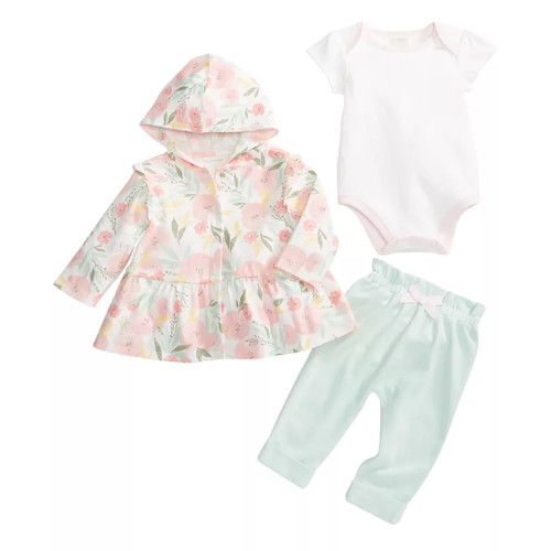First Impressions Baby Girls Jacket, Bodysuit and Pants 3-Piece Set Newborn