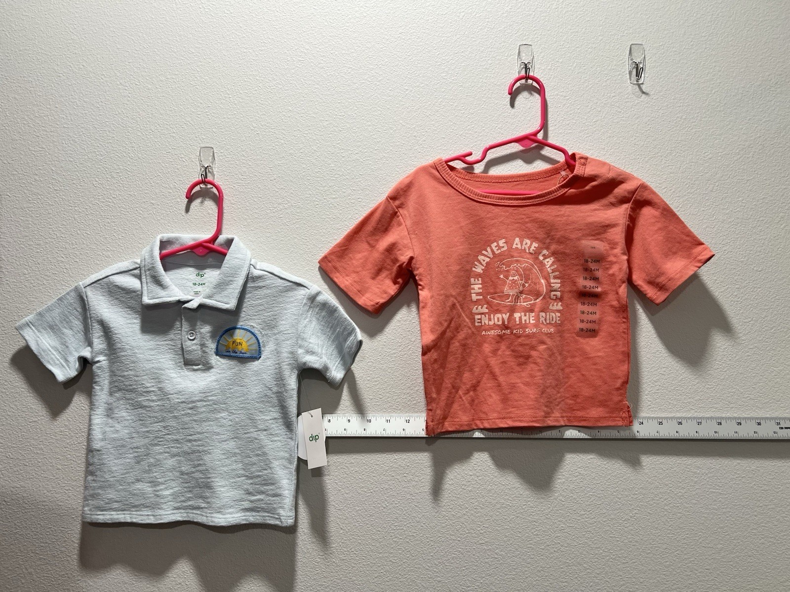 DIP NWT Baby Boys 18-24 Months 2-Piece Set Linen Blend Polo Shirt Coral Tee NEW