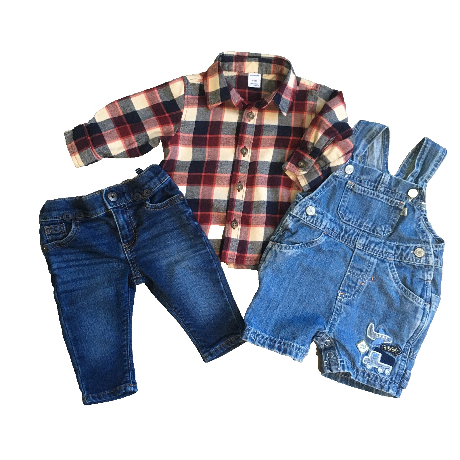 Mixed Brand Lot Baby Boy Clothes size 3 Month Shirt Pants and Shortalls