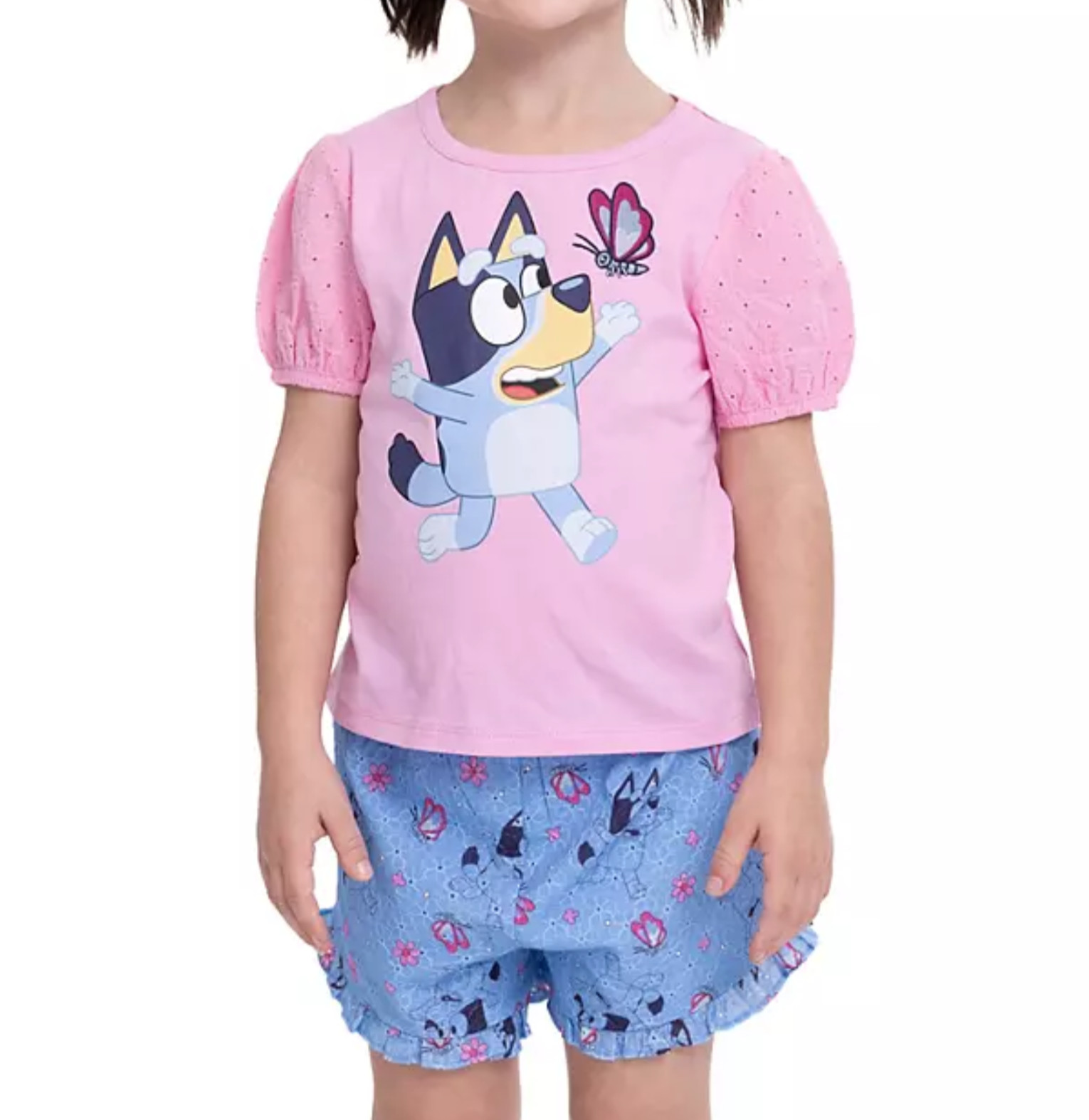 Bluey T Shirt Shorts Set Outfit Toddler Girls 18M 2T 3T 4T 5T Disney Dog Bingo