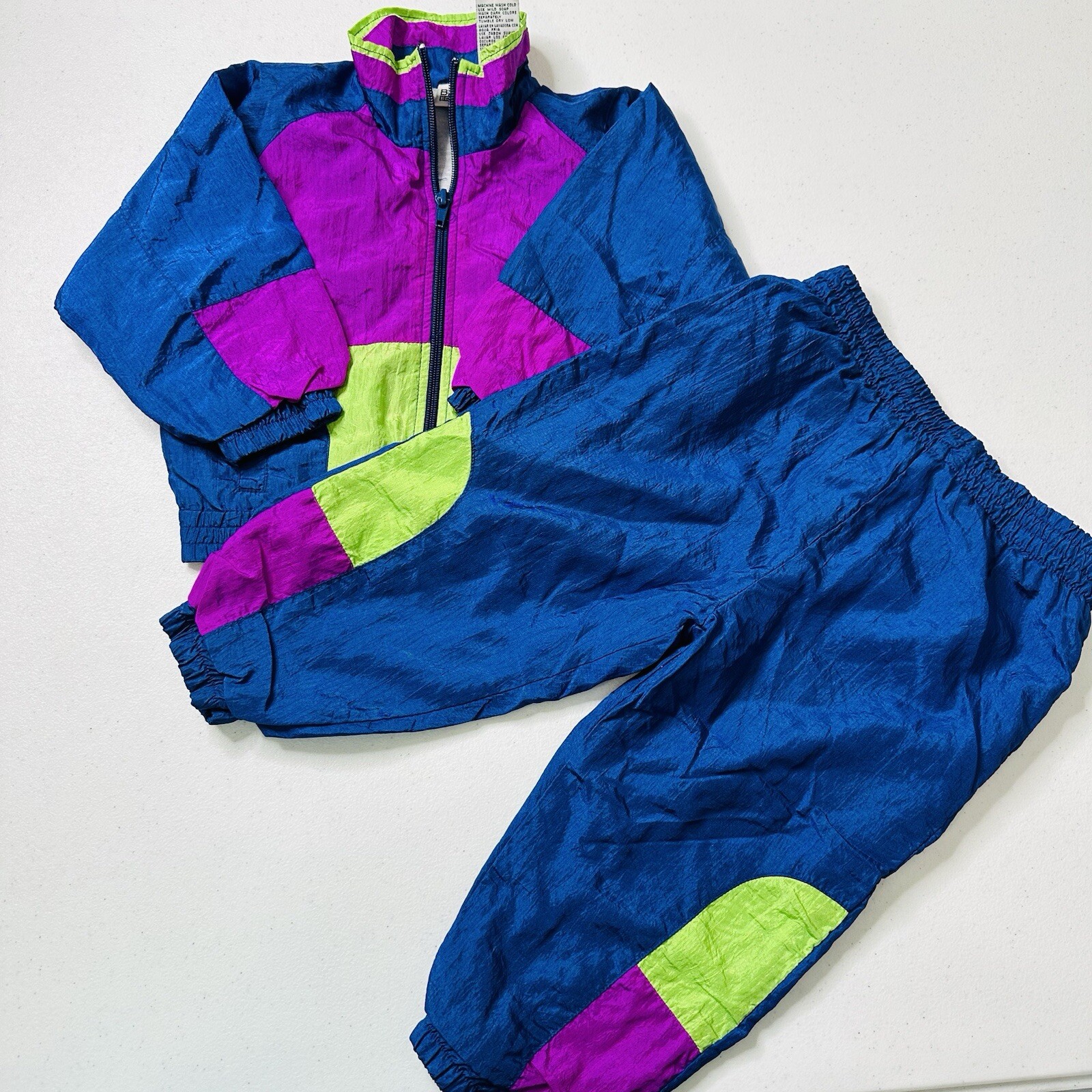 VTG 90s Track Suit kids Size 24 Months girls hip hop Basic Edition purple blue
