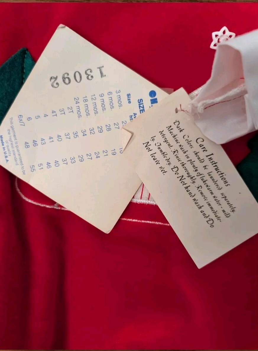 Vintage Chandler Original Brand Newborn Christmas Sleigh Outfit Velveteen