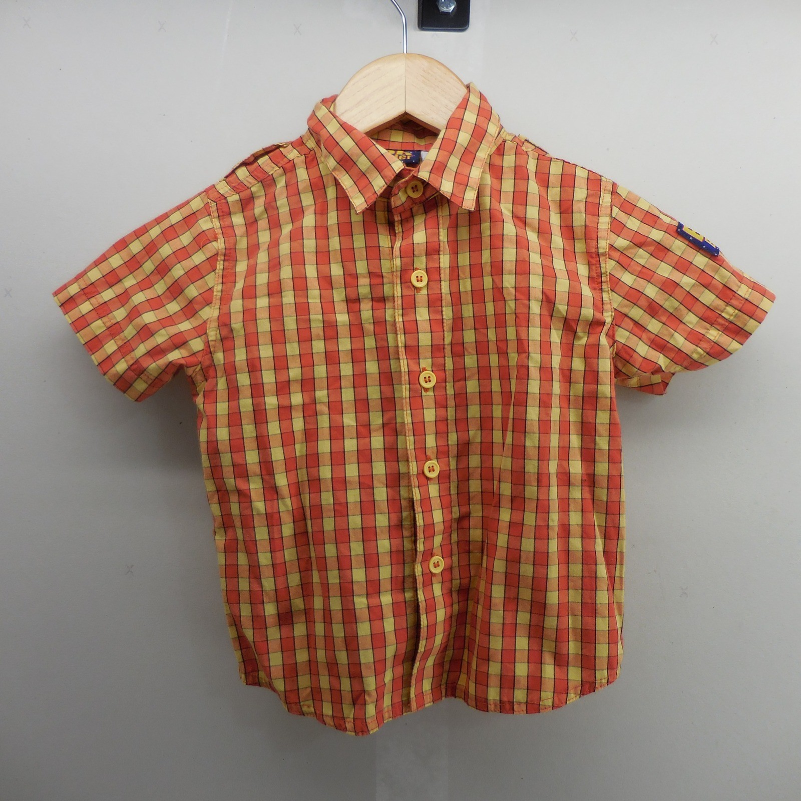 VTG Bob the Builder Boys 3T Denim Overalls & Plaid Shirt 2 Piece Set Blue Orange