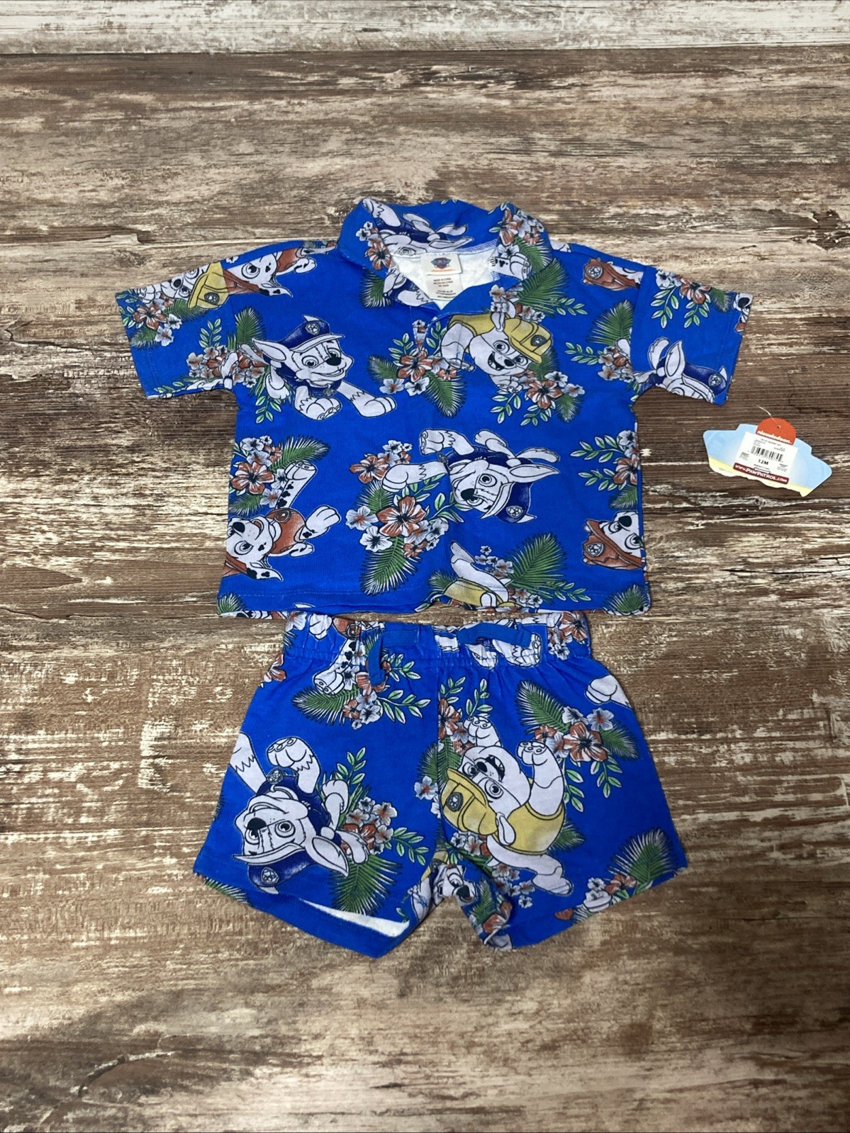 Paw Patrol Hawaiian Shirt & Shorts2-Piece Set Marshall Chase Rubble – Unisex 12M