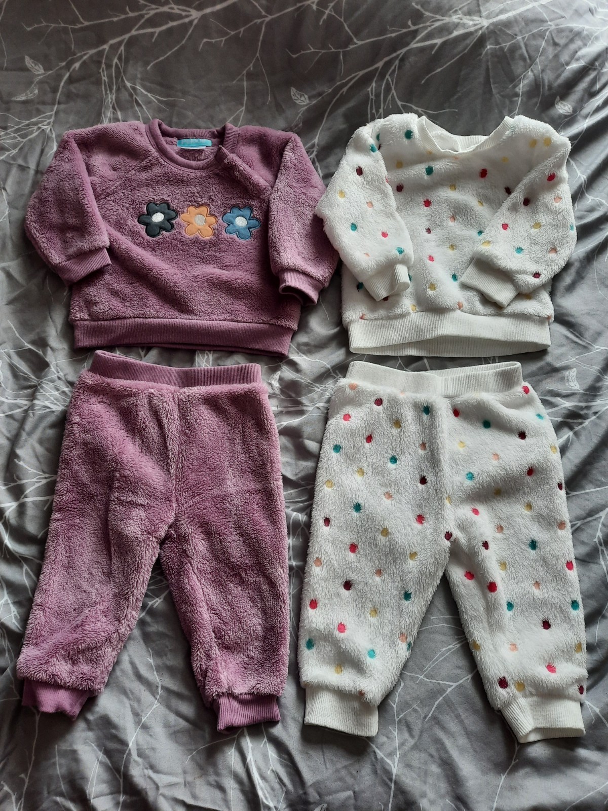 Two Baby Girl Fleece Jumper And Jogger Sets