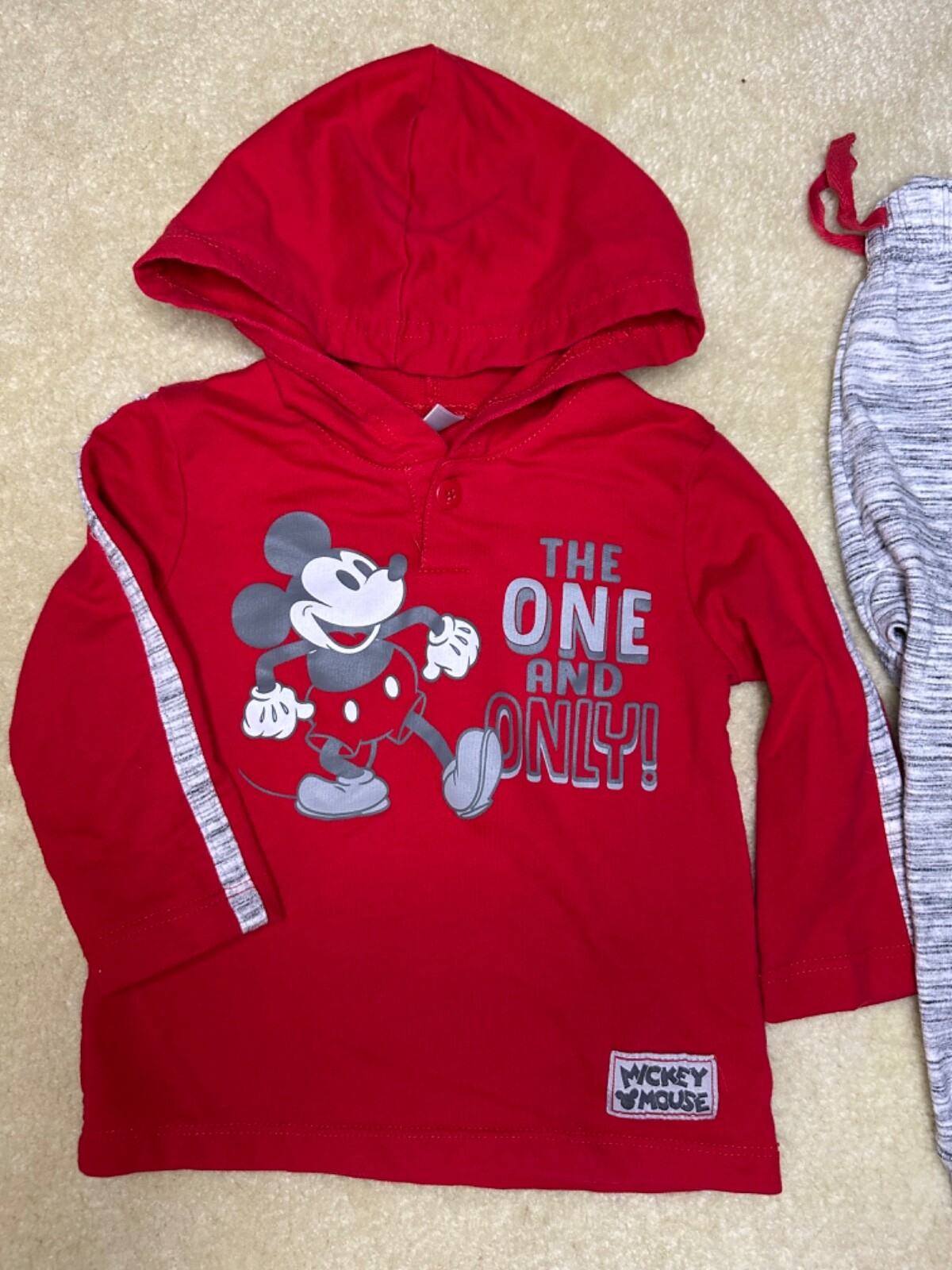 Disney Baby 18 month 2-Piece Cotton Sweat Suit Red/Gray Mickey Mouse