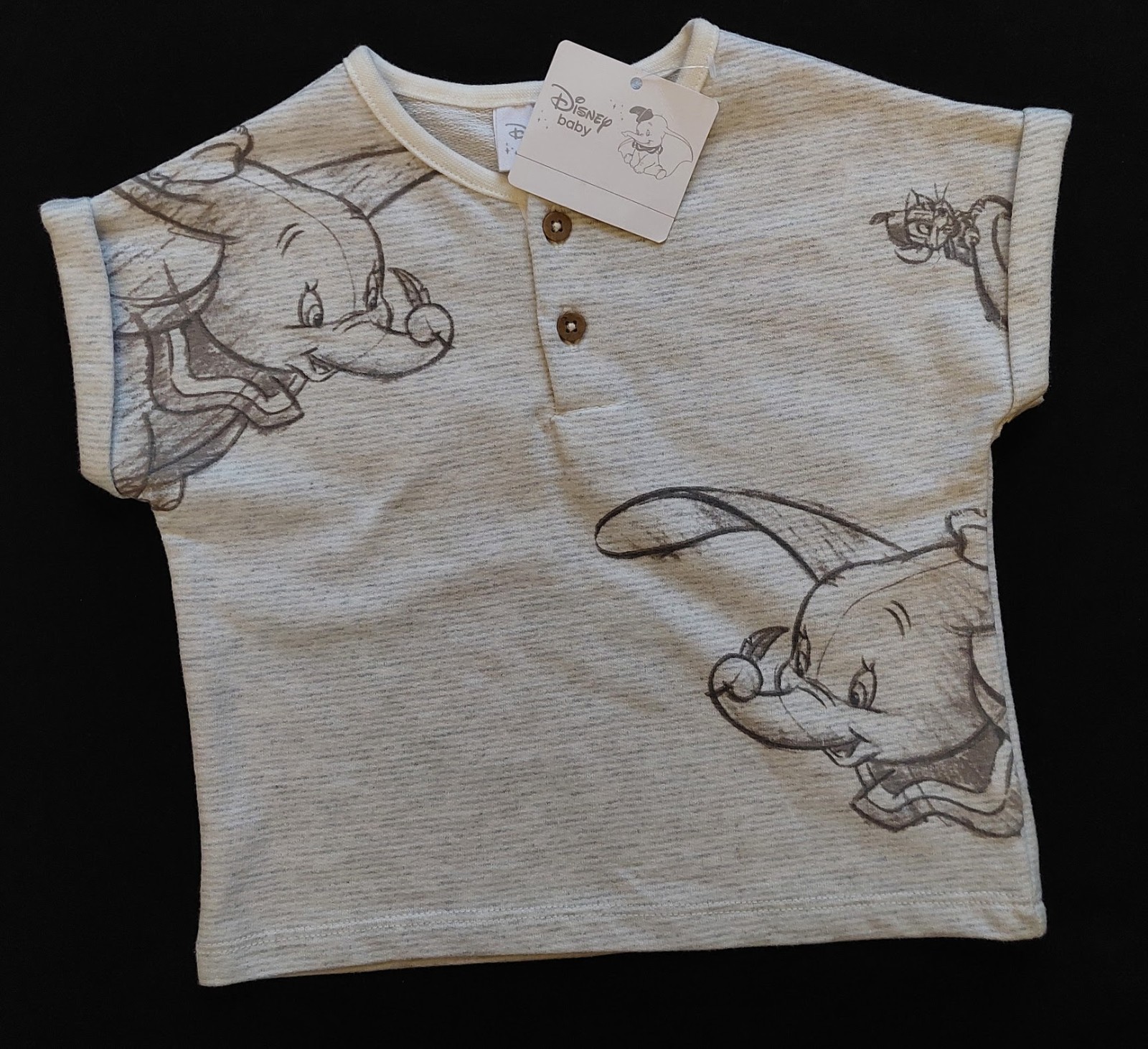 Baby Boys Disney Dumbo Striped Grey Shorts & Top Set 3/6 Months