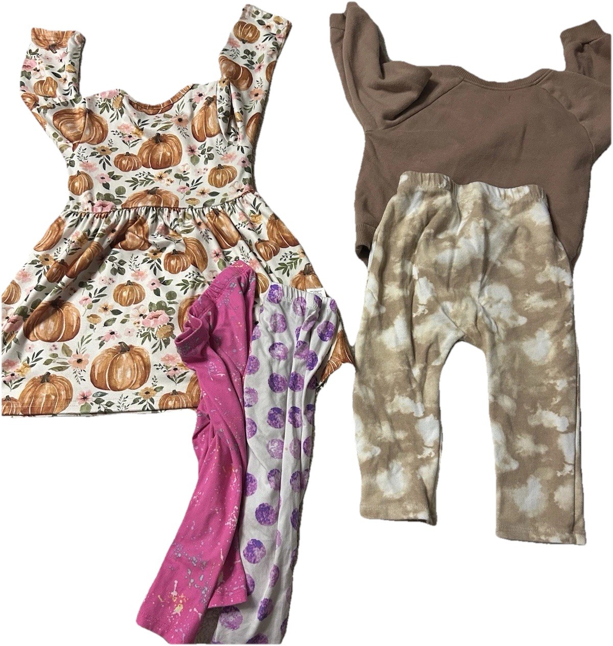 Toddler Girl Outfit Bundles 2t 5 Pieces Pumpkin Dress And Tights