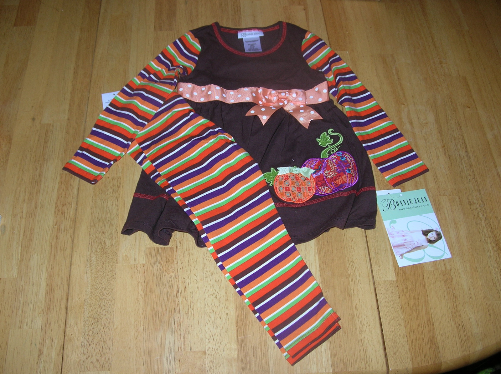 BONNIE JEAN BABY Girl Pumpkin Leggings Set 24 Months Thanksgiving Halloween