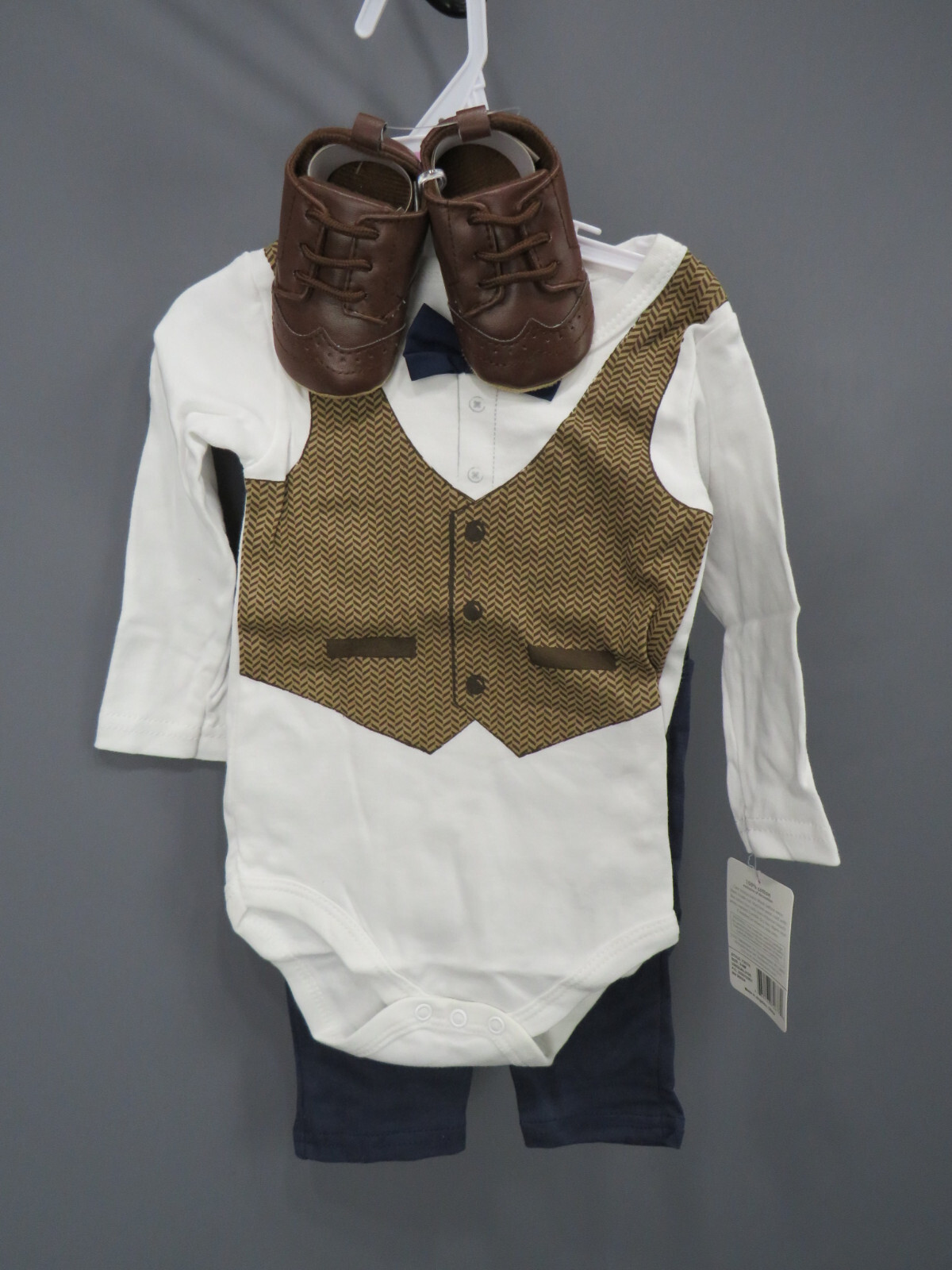 Little Treasure 3-Piece Herringbone Vest Bodysuit Size 3-6M # 17C 140 NEW