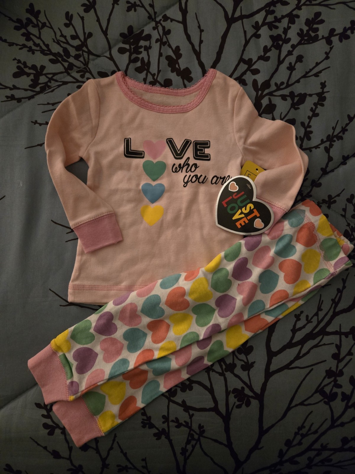 Just Love, 2 Piece Set, 12 M, New w/Tags, Toddler Sleepwear, Pink w/Hearts