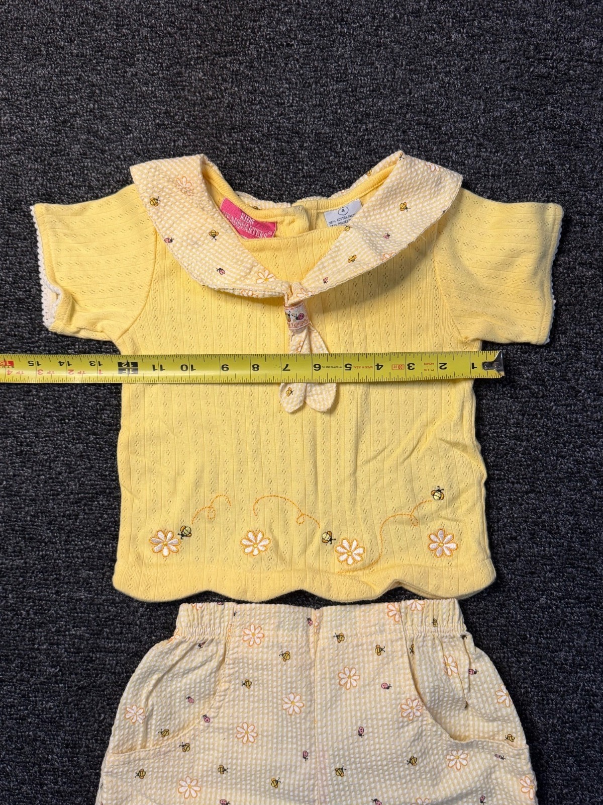 VTG Kids Headquarters Girl SZ 4 Yellow Floral Matching Outfit Retro Summer 90’s