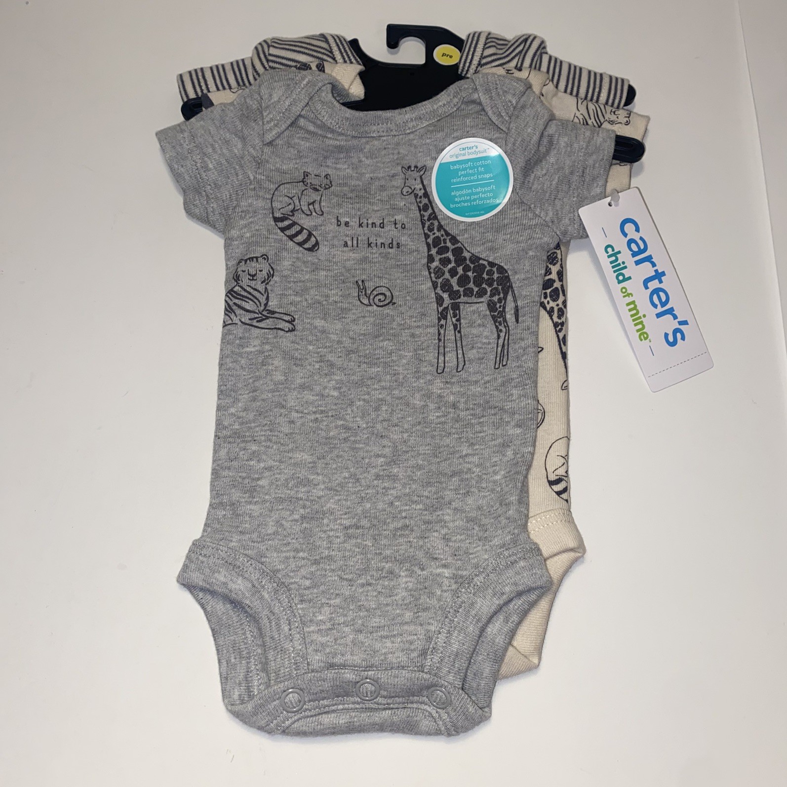 Carters Child Of Mine Baby Boy 5 Piece Set Size Preemie ZOO Bodysuits Pants NWT