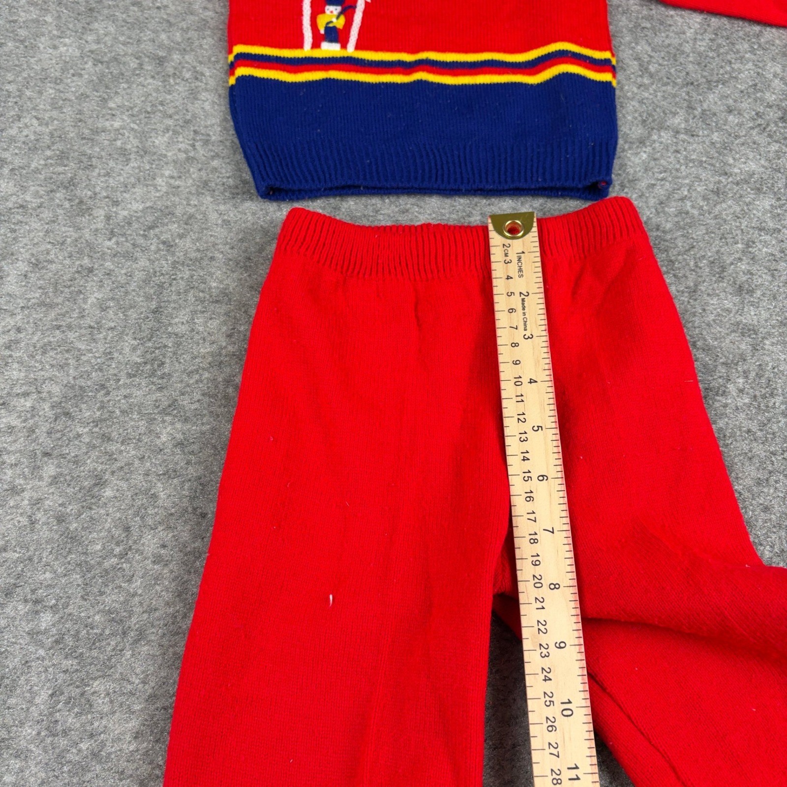 Vintage Knit Sweater Set Unisex Toddler 2T Red Blue Nutcracker Holiday Outfit