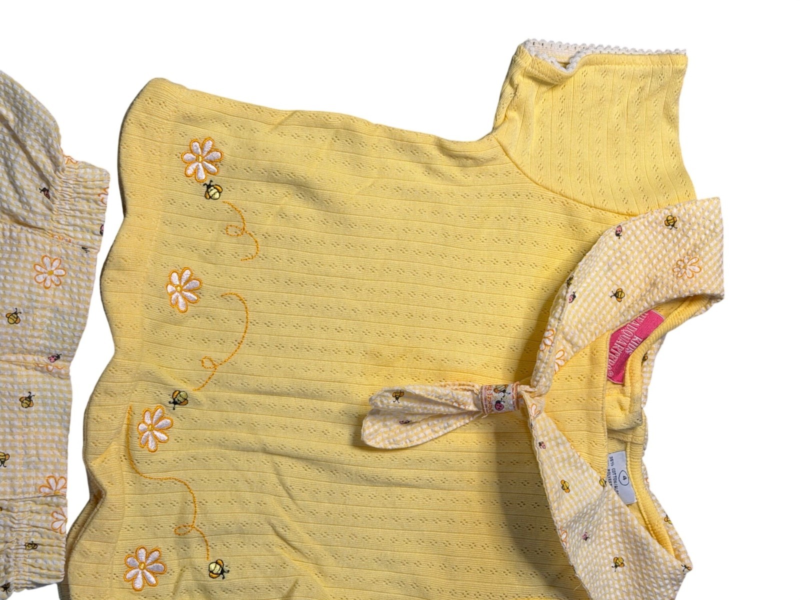 VTG Kids Headquarters Girl SZ 4 Yellow Floral Matching Outfit Retro Summer 90’s