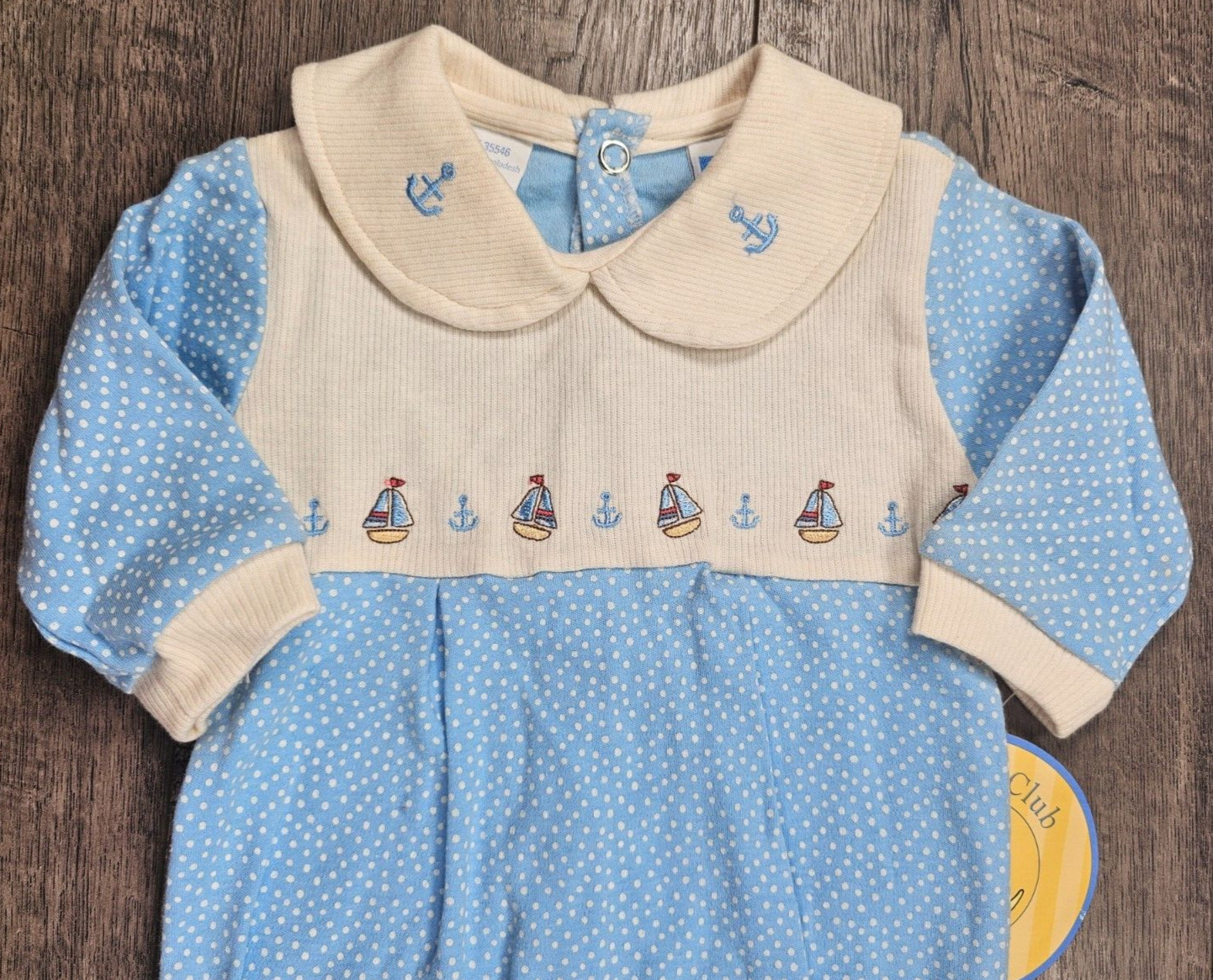 Baby Boy Clothes New Lullaby Club 3 Month Blue Sailboat Footed Outfit