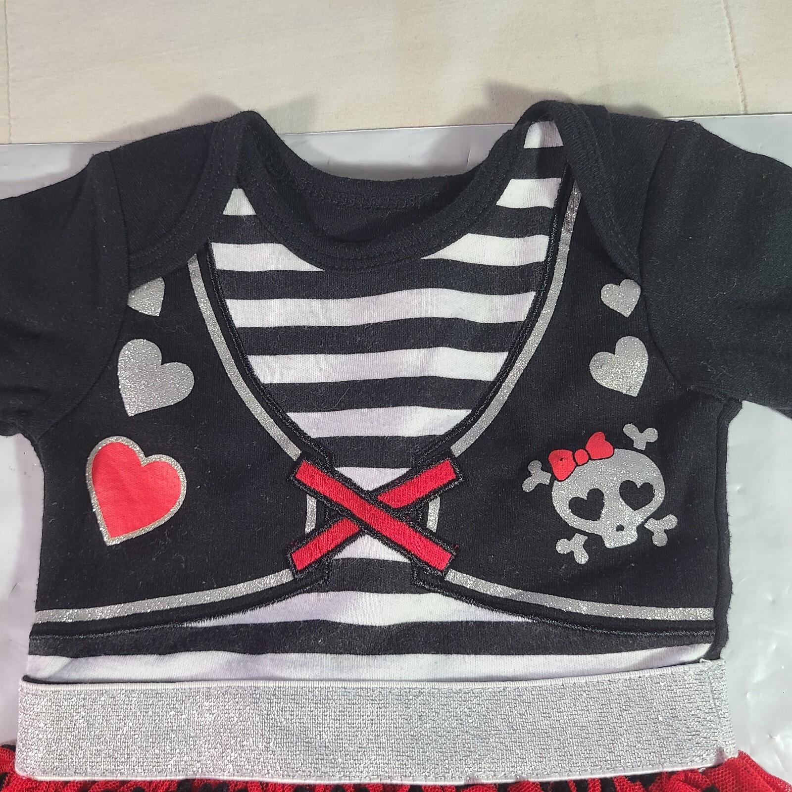 Halloween Girl Pirate One Pc Outfit Sz 0-3 Months Snap Crotch Closure Tutu Waist