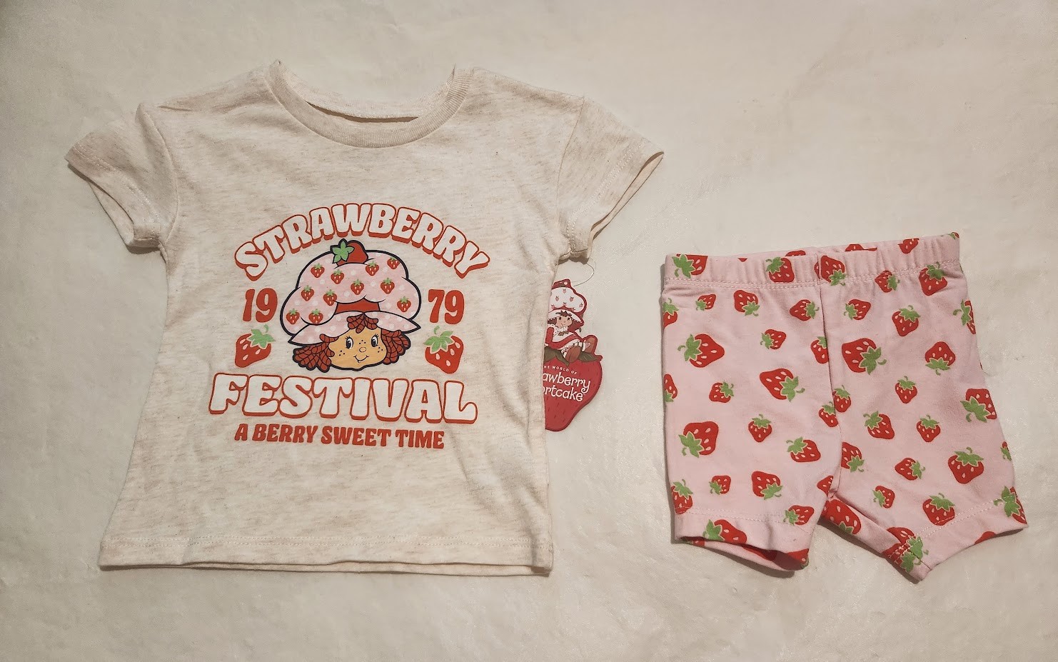 NWT Strawberry Shortcake Tee Bike Shorts Outfit 2PC Set 12 Months Baby Girl