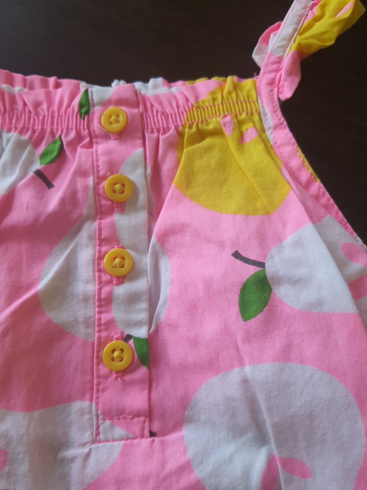 Baby Girl Carter’s 3 Month Pink White & Yellow Pear Romper Outfit hot weather