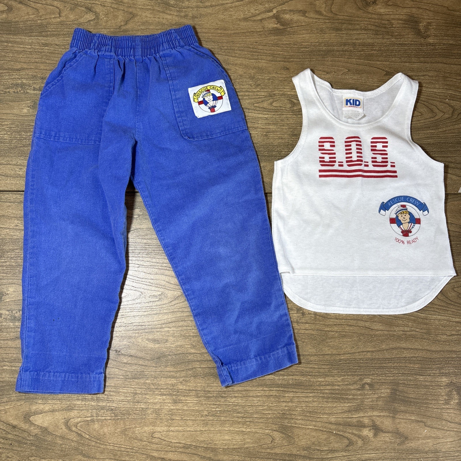 Vintage Kid Terrific 3T Rescue Crew Sailor Outfit 100% Cotton Usa Made Tank Top