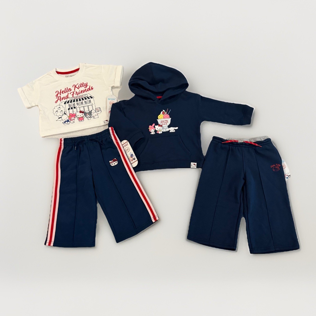 Hello Kitty 4Pc Blue Outfits Baby Girl 18M Hoodie Tee Pants Casual Sets Lot NEW