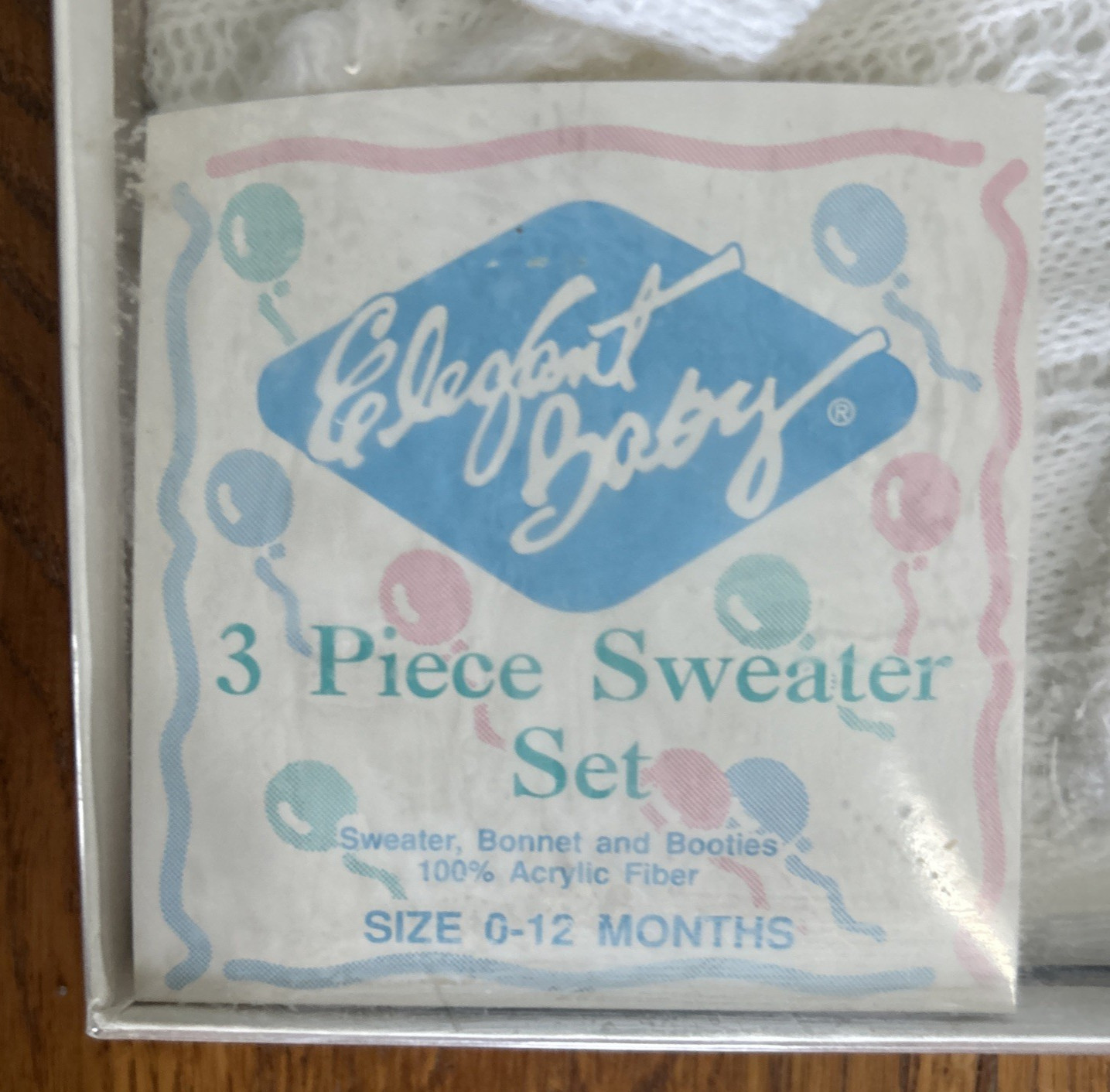 Elegant Baby White Acrylic Baby Gift Set w gift box 3 piece O-12 MO VTG