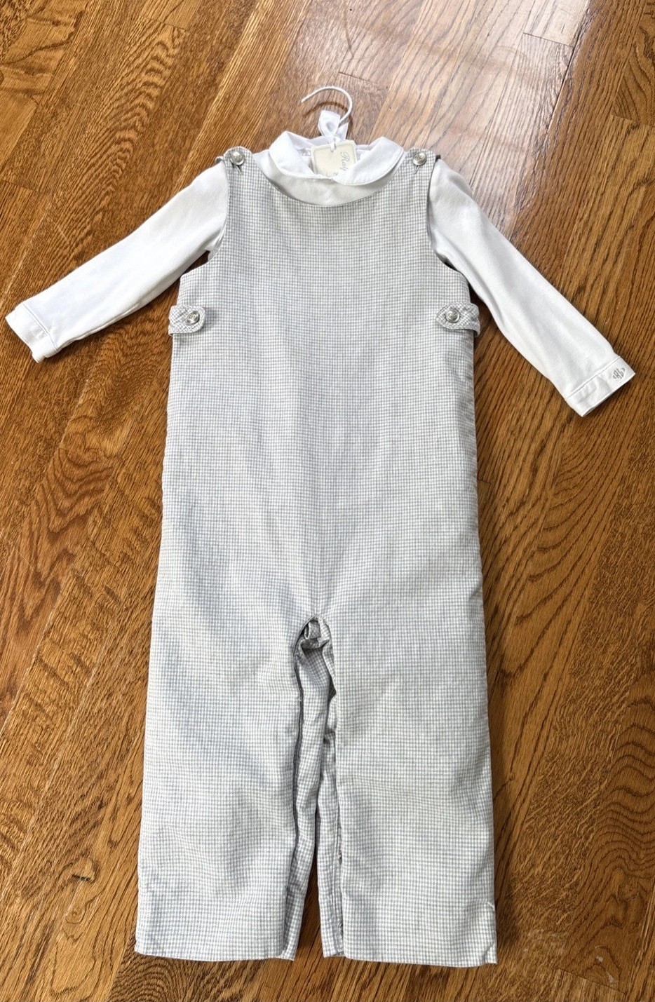 Ralph Lauren Bodysuit & Plaid Wool Overalls Set Baby Boys 24M Multi Button Snap