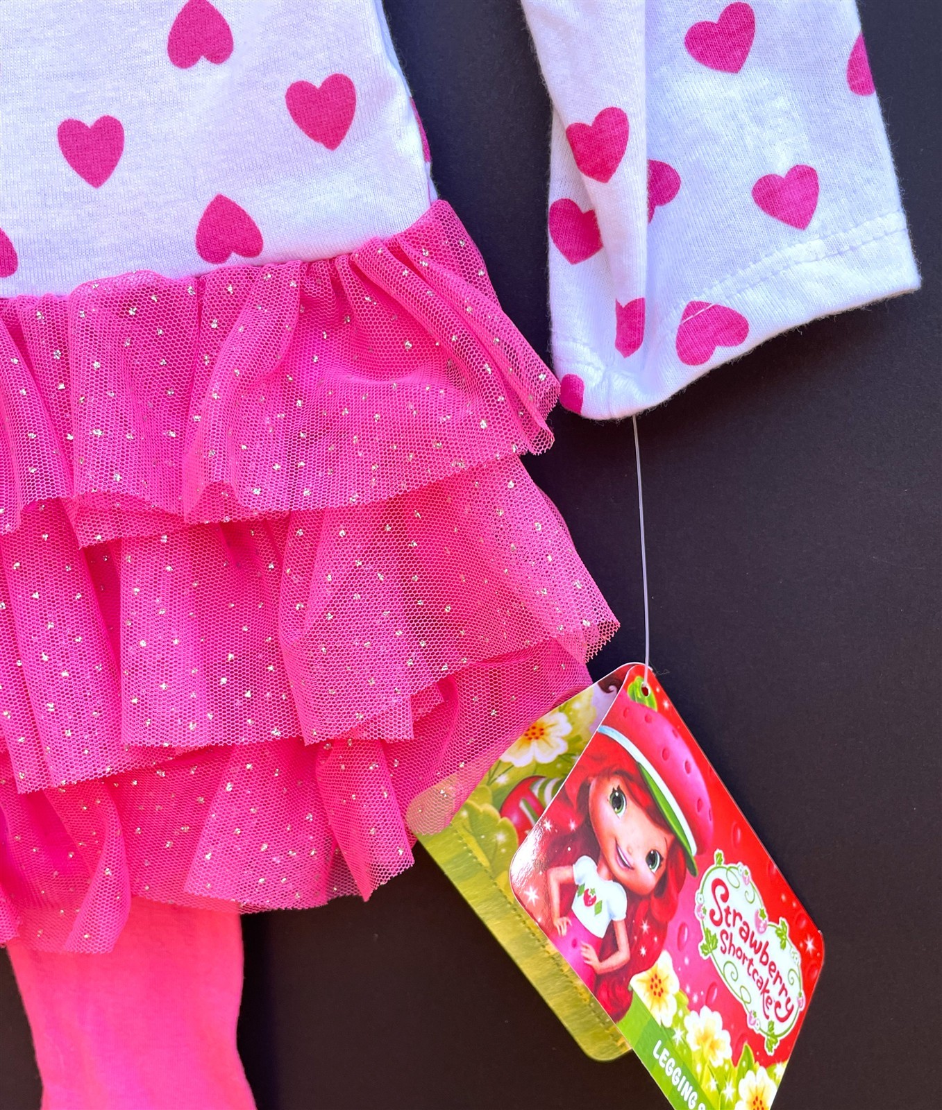 Strawberry Shortcake 2014 Hot Pink 24m Tutu-Skirt Tunic + Leggings Glitter Mesh