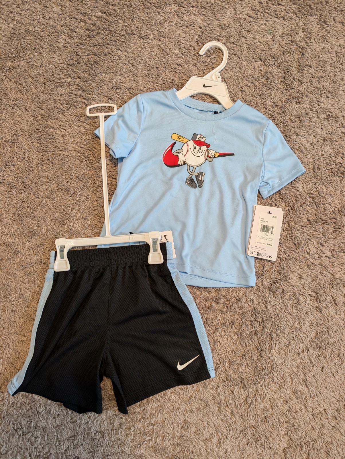 NWT Boys NIKE Athletic Outfit Size 24 Months Shirt + Shorts