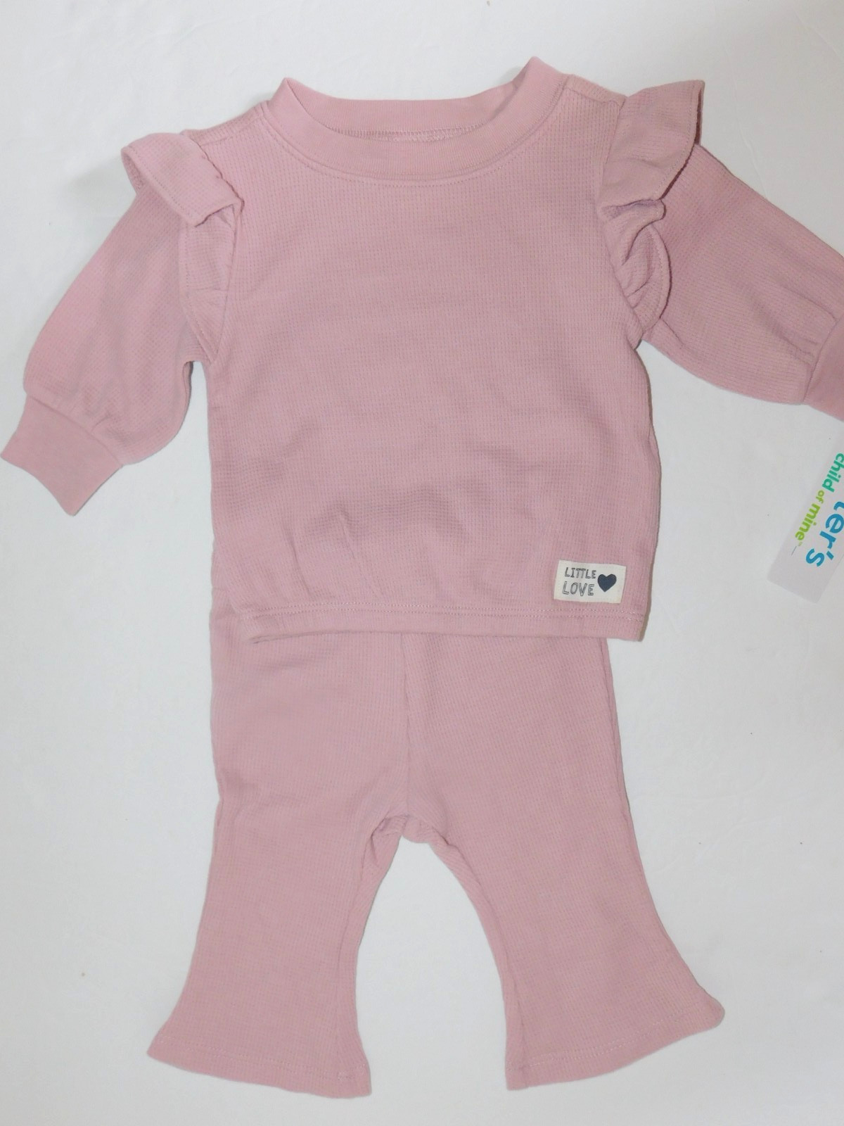 Girls 3-6 Months Outfit Pale Pink Pants & Long Sleeve Top