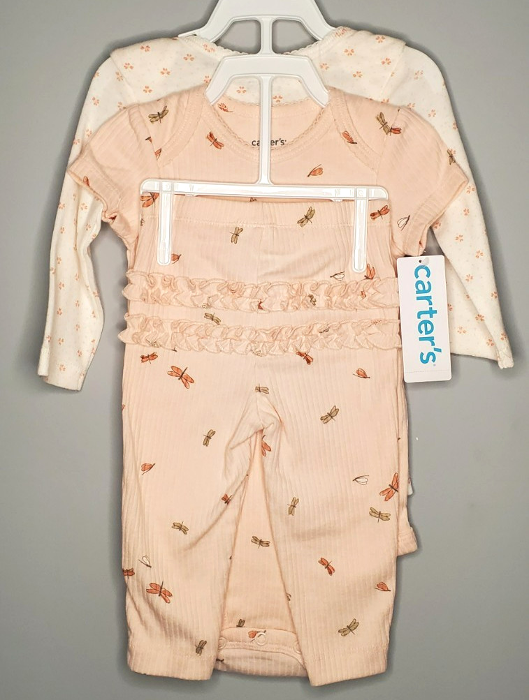 Carter’s Baby 3 Piece Butterfly Bodysuits & Pants Set 6 Months NWT