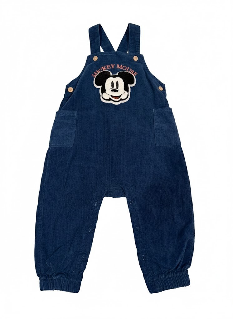 VTG Disney Baby Mickey Mouse Corduroy Overalls Jumpsuit 24M Blue 90s Retro