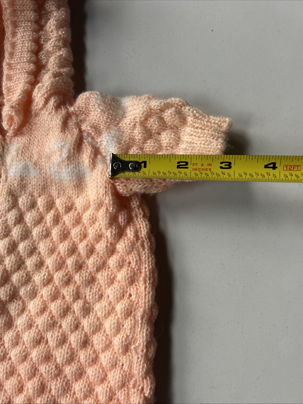New Hand Knit Newborn Baby Preemie Peach White Swans Pearl Buttons Homemade