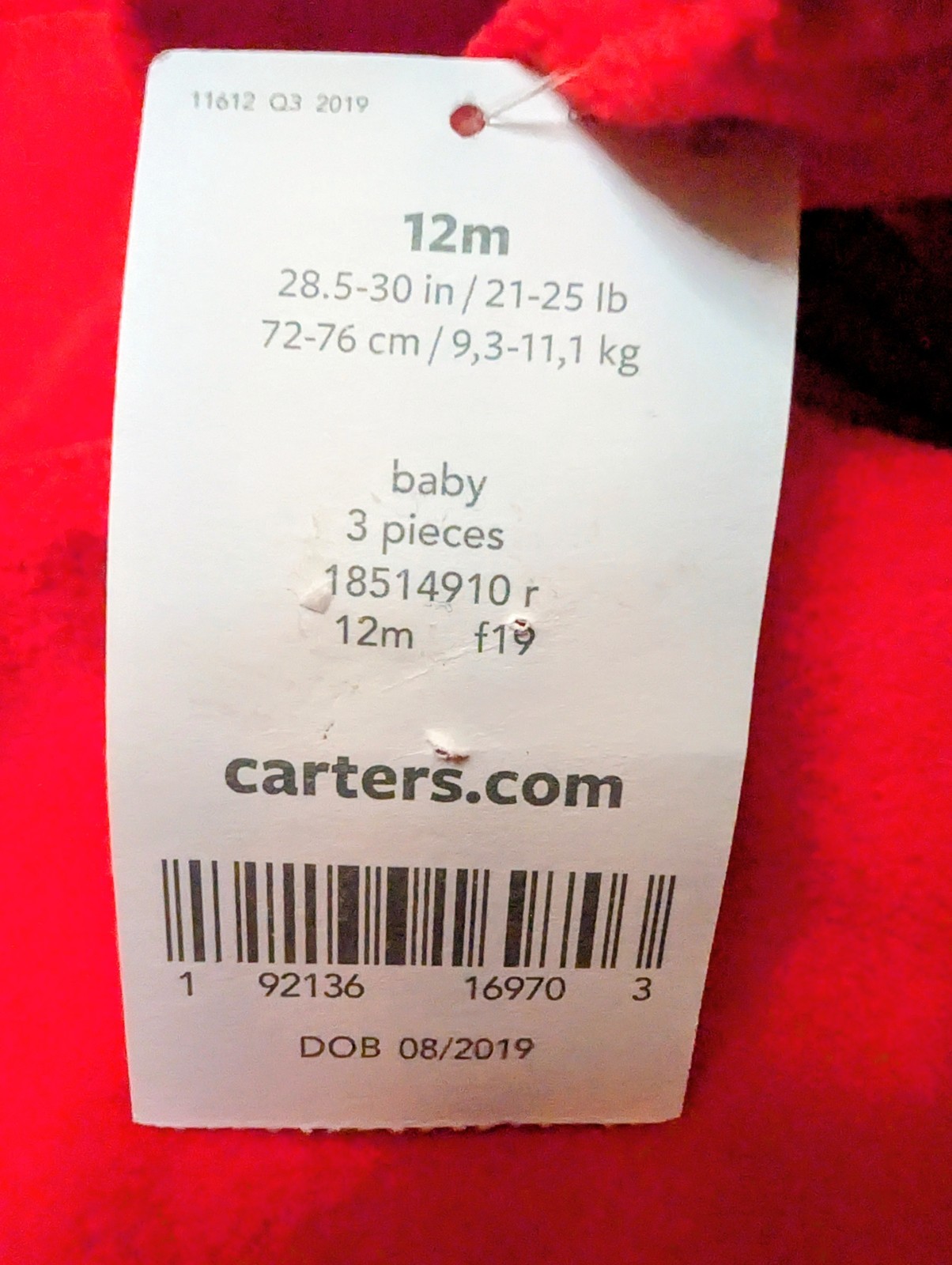 Carter’s Baby Winter Coat Red Hooded Jacket Button Size 12 months Toddler