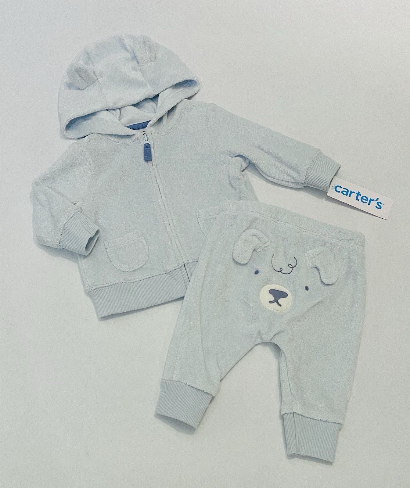 Carters Baby Boy 3 Months Pants Hooded Jacket 2 PC Set Cute Dog Outfit New