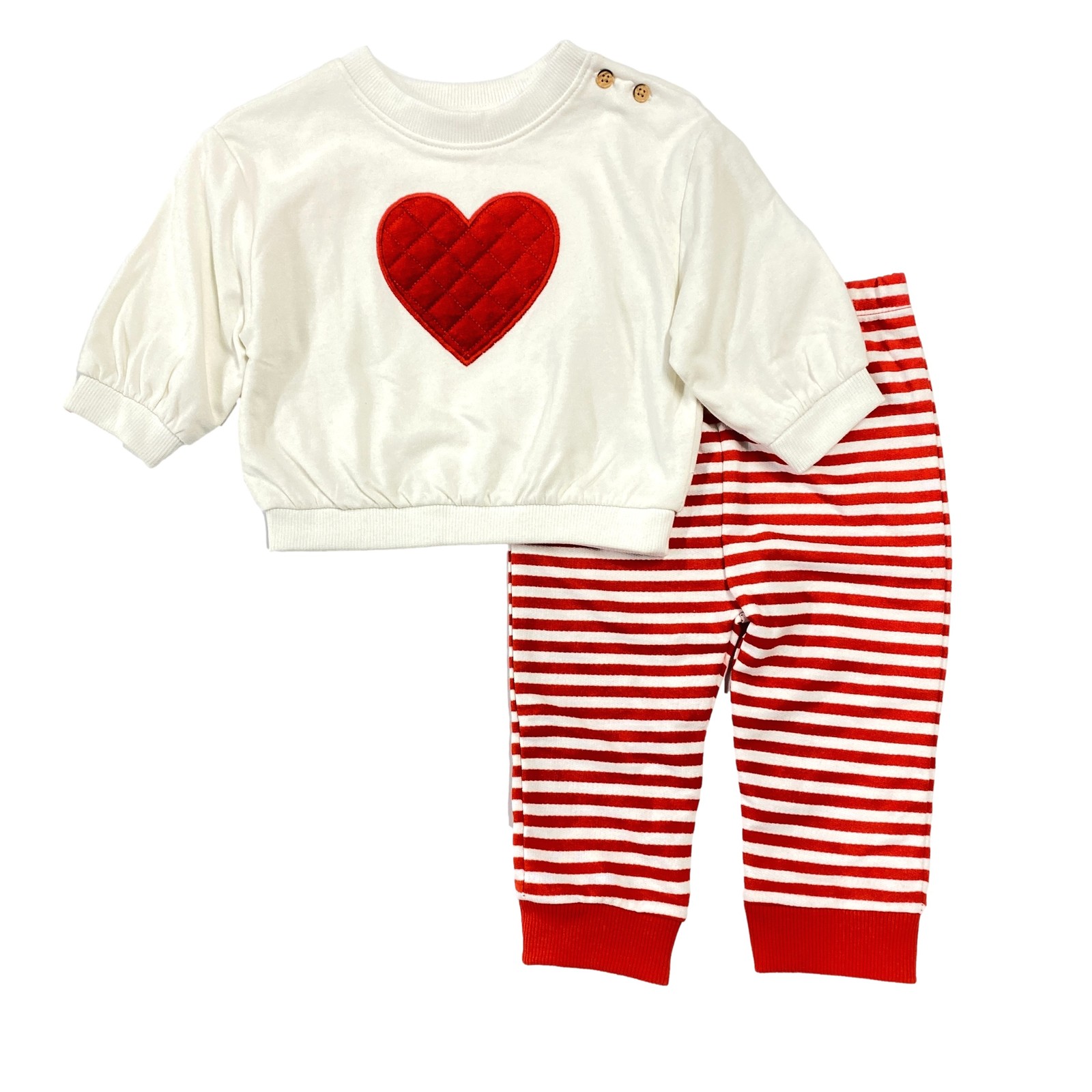 Infant Girls Valentines Day Set Striped Joggers & Heart Sweatshirt 6-9 Months